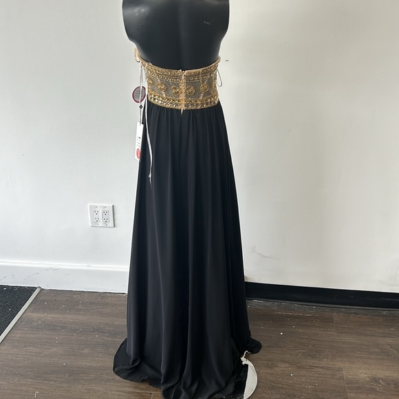 Alyce paris 1143 black/gold size 18 strapless a line chiffon dress with beading - Picture 7 of 9